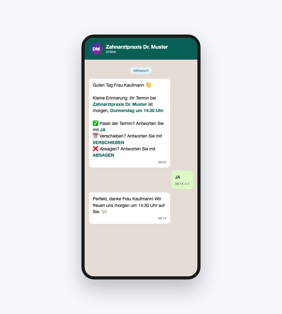 Beispiel WhatsApp-Terminerinnerung